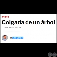 COLGADA DE UN RBOL - Por LUIS BAREIRO - Domingo, 11 de Diciembre de 2016